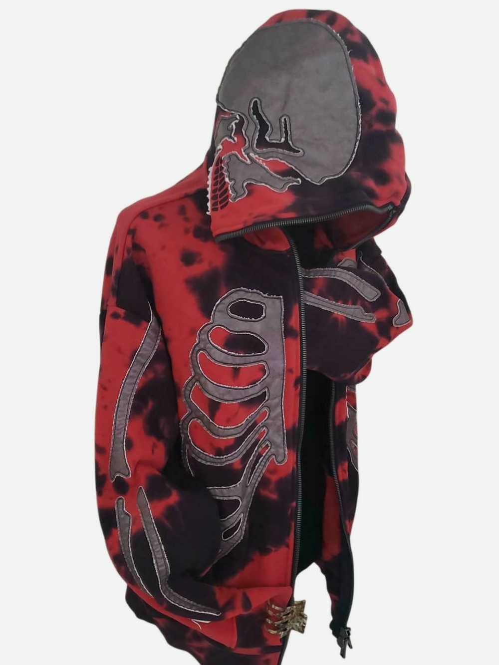 Forever 21 red skeleton full zipper hoodie